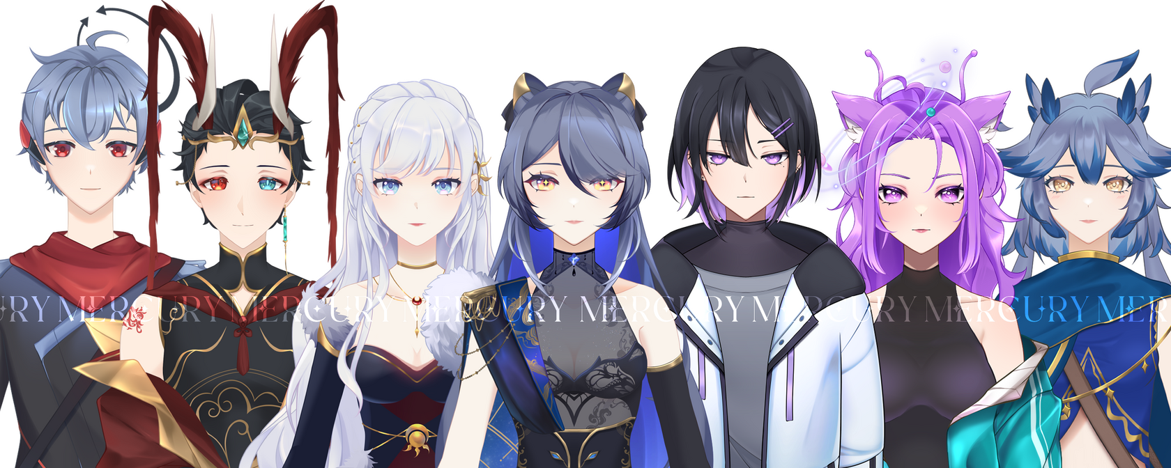 Sample VTuber Models. Left to right: @Torti_Nixou @qveenwolf_ @Syaoran_2014 @Mercury_JC @tsunsora @Triviaxyh